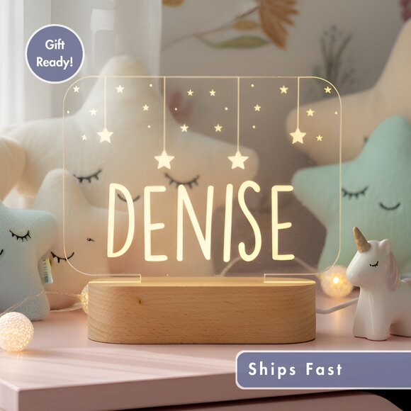 Personalized Flower LED Light | Minimalist Kids Bedroom Name Sign - Picture 1 of 8